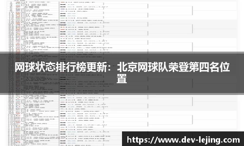 网球状态排行榜更新：北京网球队荣登第四名位置